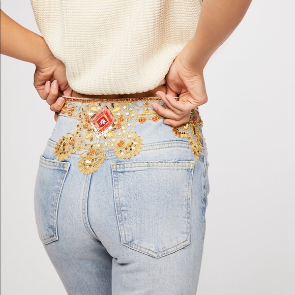 Free People Denim - We The Free Novelty Embellished High Waisted Jeans